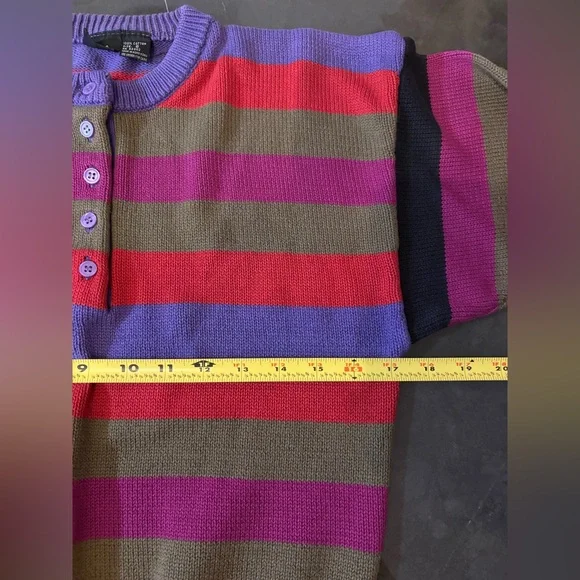 Vintage Liz Claiborne Women’s Multicolor Striped Crew Neck Sweater Size Small - Picture 9 of 11